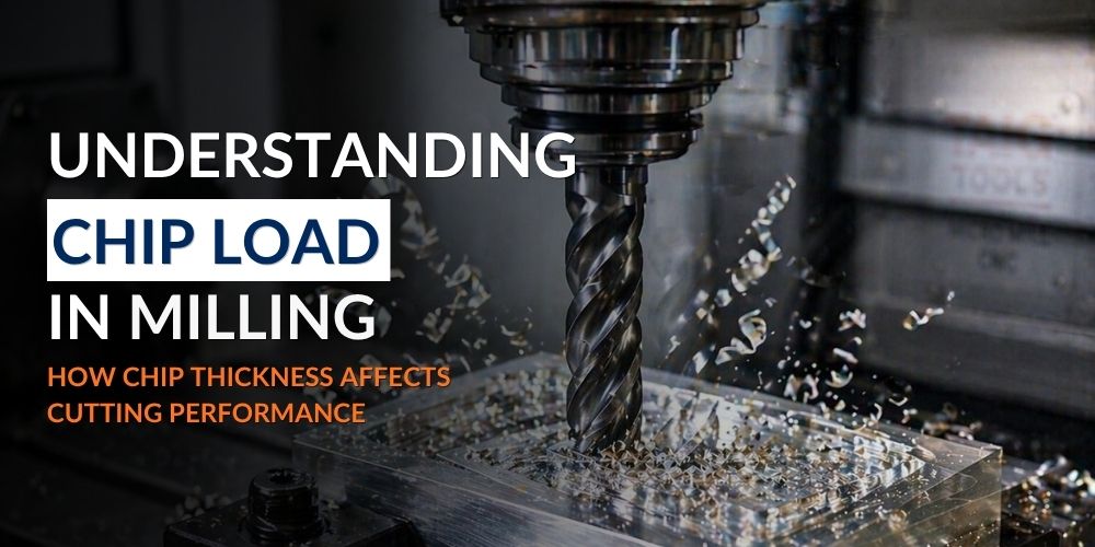 End mill cutting metal showing chip load and chip formation