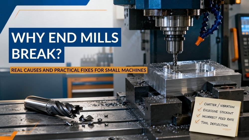 Broken end mill during milling operation on a small machine
