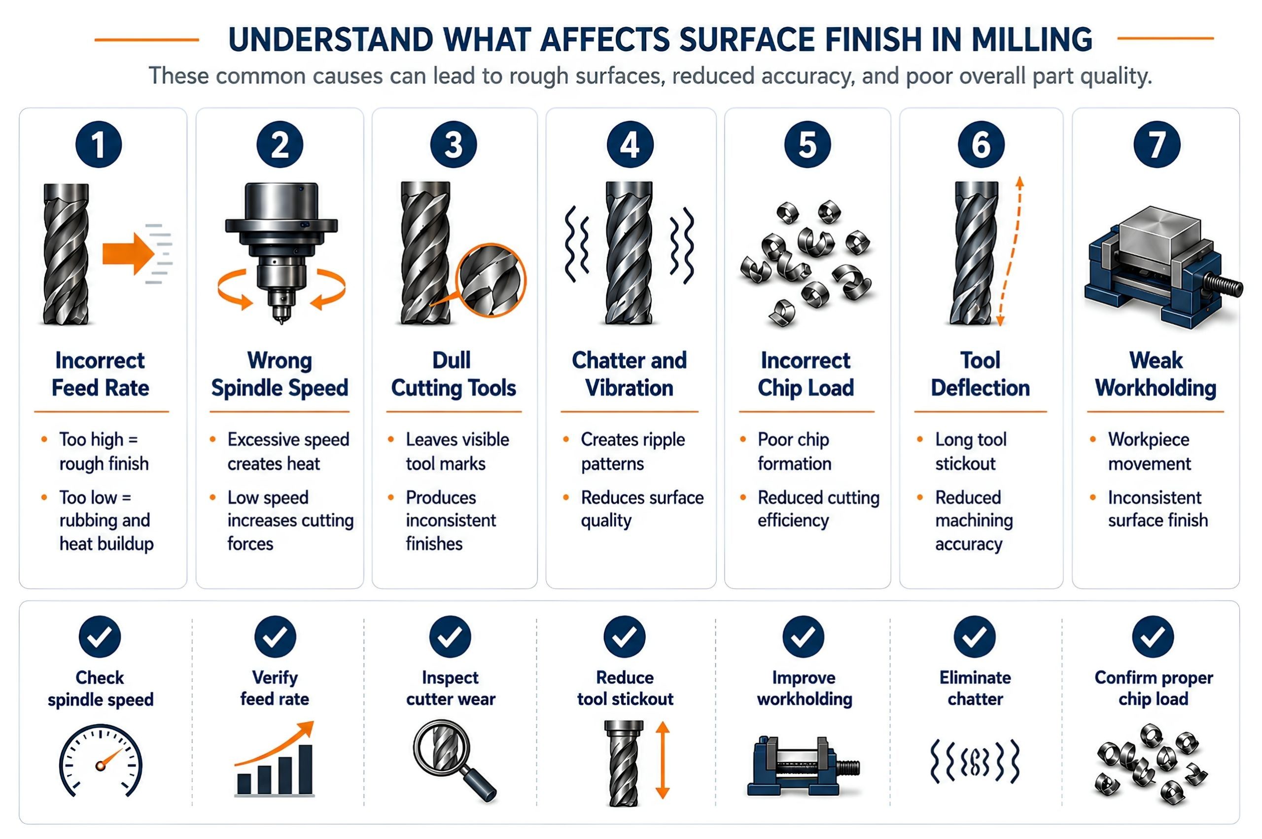 Common causes of poor surface finish in milling